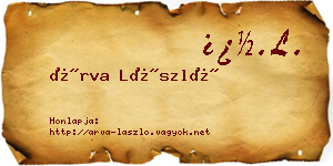 Árva László névjegykártya